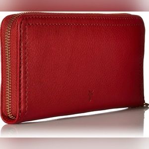 NWT still in box Frye Red Pebble Leather wallet Clutch